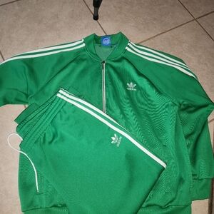 Mens green adidas track suit